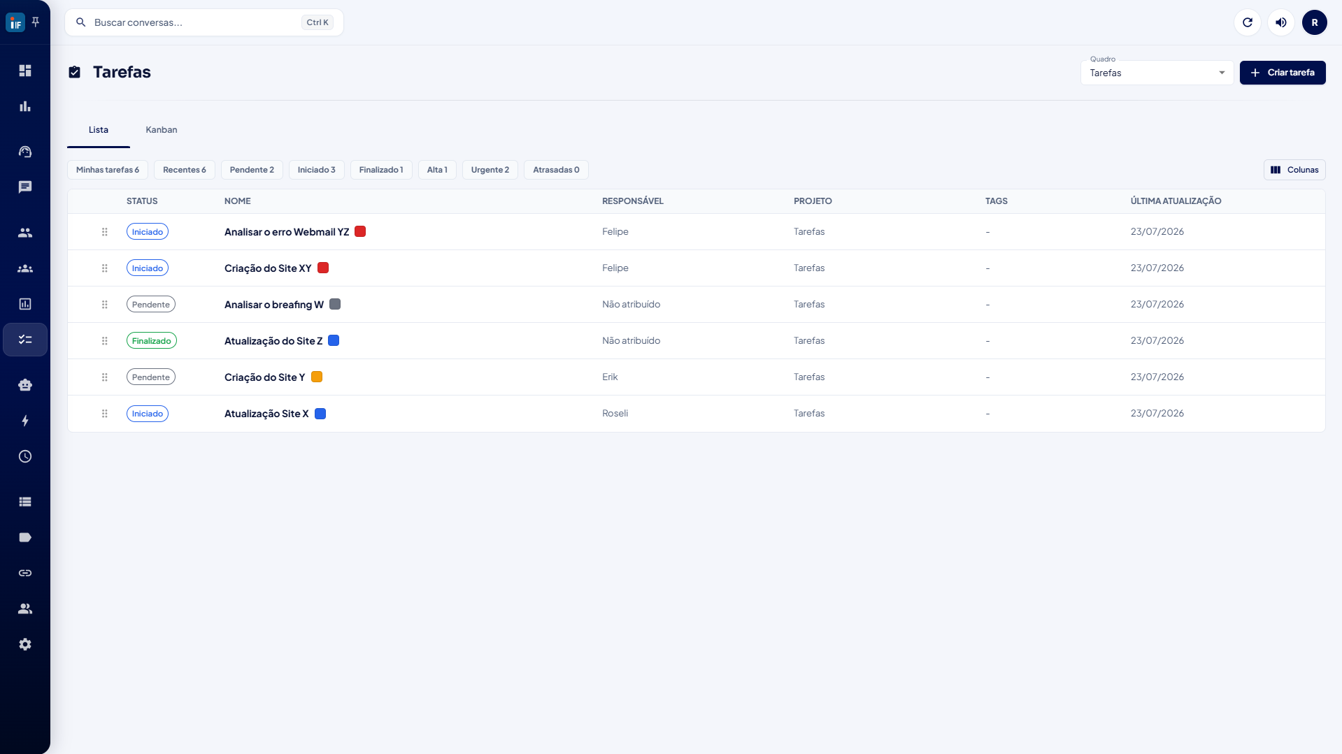 CRM de atendimentos